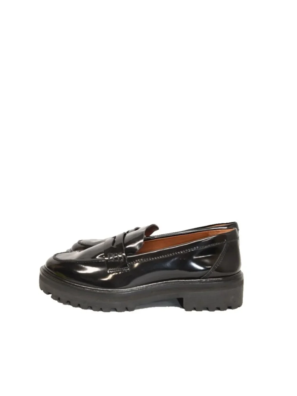 $340 REFORMATION Agathea Chunky Penny Loafers PATENT LEATHER BLACK 7 (DD20)